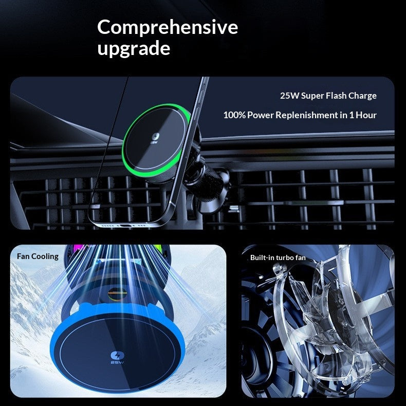 MagSafe car phone holder - premium black design with green LED ring
